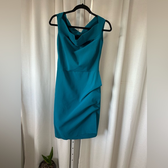 Chiara boni melania teal ruffle dress FINAL PRICE NO OFFERS CONSIDERED - Picture 3 of 7